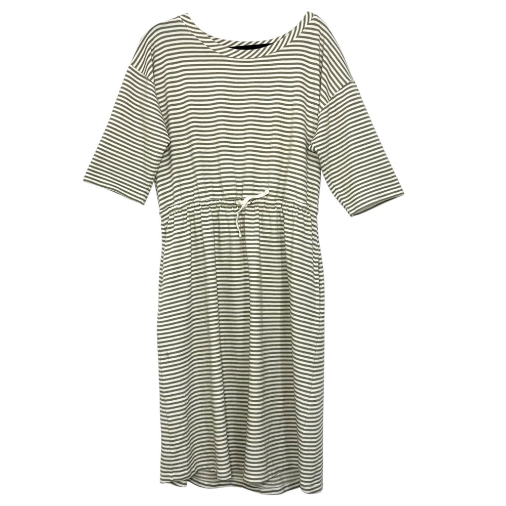 Sweetsalt short sleeve striped knee length modest dress with pockets